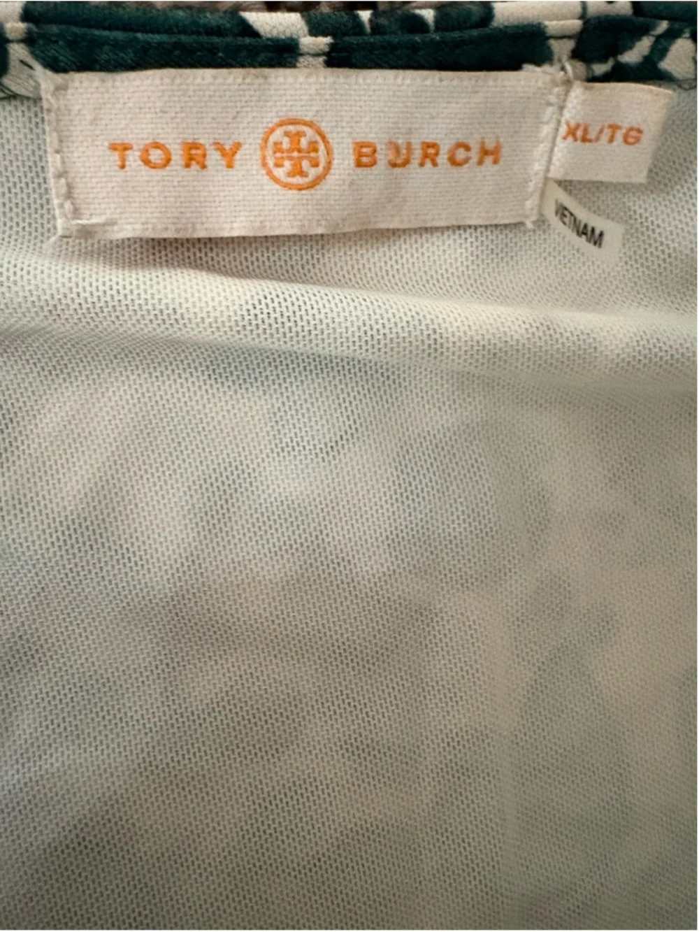 Tory Burch Wrap Dress Size XL Green White Floral Midi